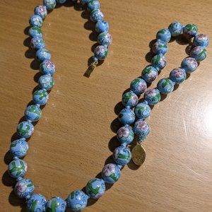 blue cloisonne bead necklace